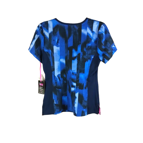 Koi Lite Stretch Women's Scrub Top Size XS Blue Stripe No Iron - Picture 8 of 8